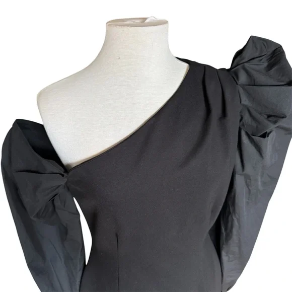 Elliatt Phenomenon Black One Shoulder Balloon Sleeve Cocktail Mini Dress Est Med - Picture 5 of 11